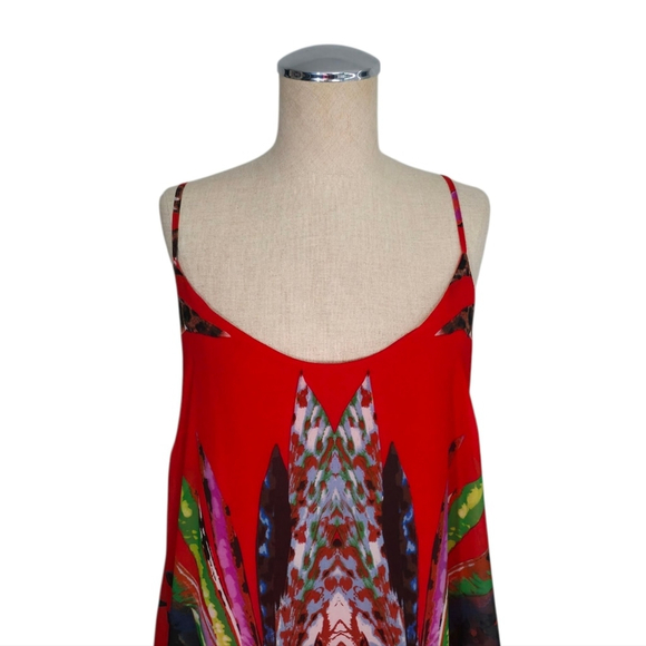 Celestino Red Patterned Flowy Maxi Dress M L - Picture 5 of 8